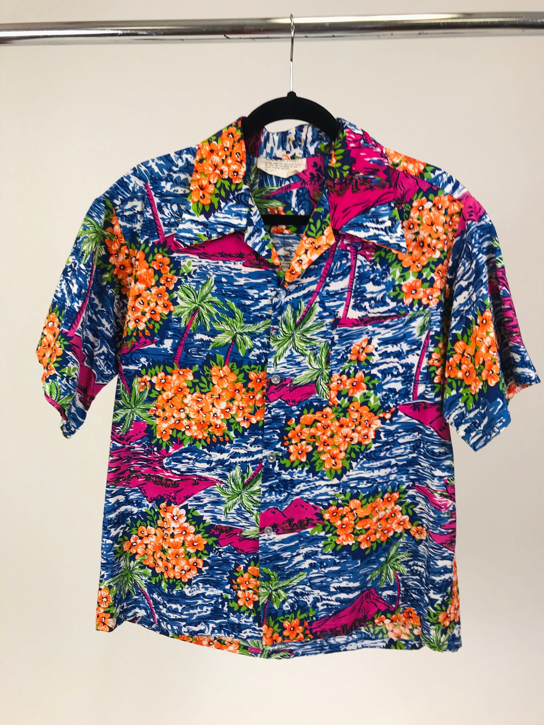 Vintage 1940s-1950s Men's Cotton Hawaiian Shirt With - Etsy