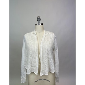 Antique Victorian Edwardian white cotton Net Floral Lace blouse shirt AS IS