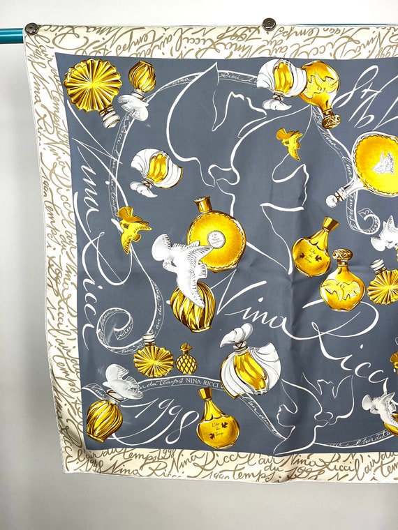 Vintage 1980s Nina Ricci Silk Scarf with Printed … - image 3