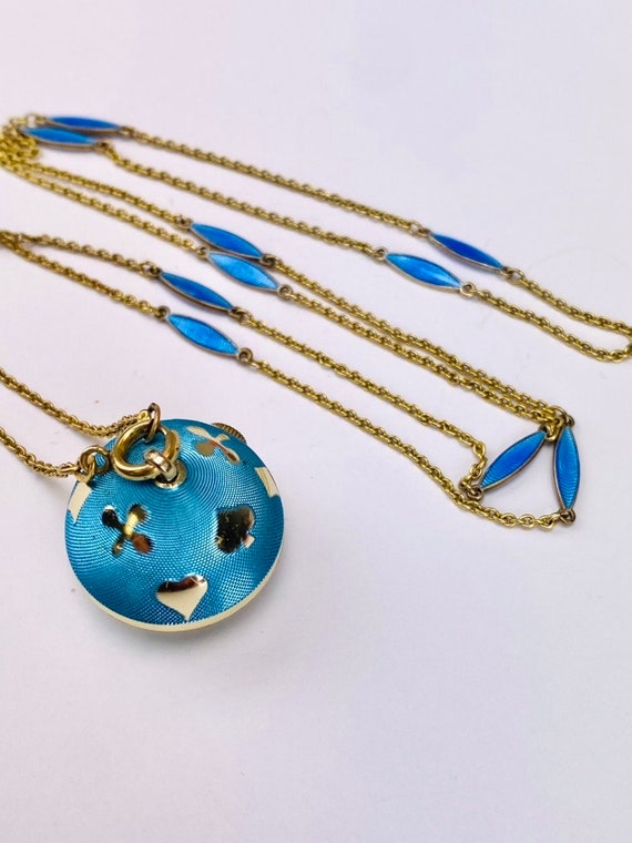 Robin's Egg turquoise blue guilloche enamel Ameri… - image 2