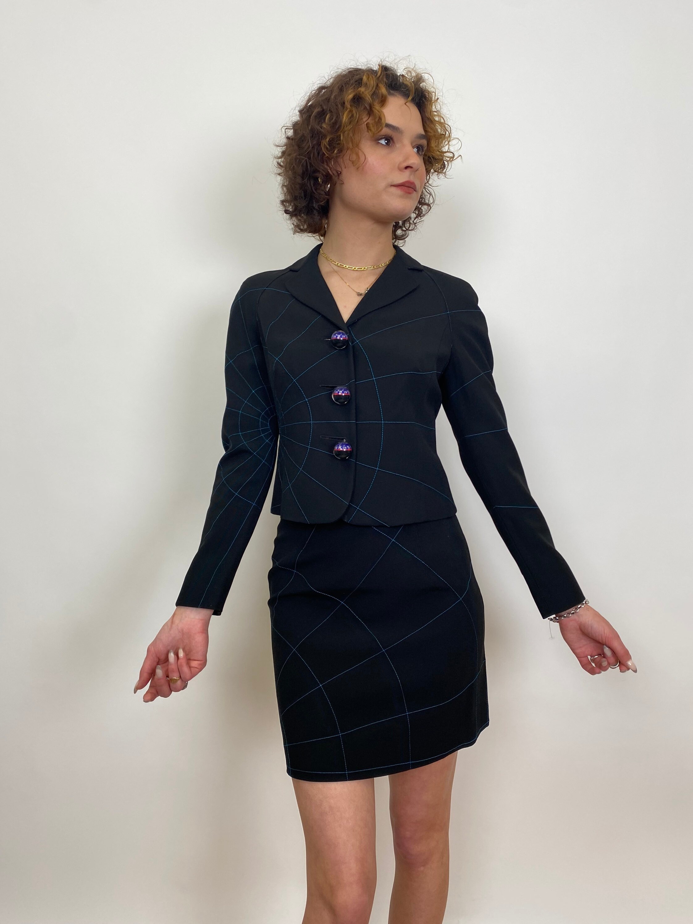RARE Vintage Designer Moschino 1990s Two-piece Skirt Suit