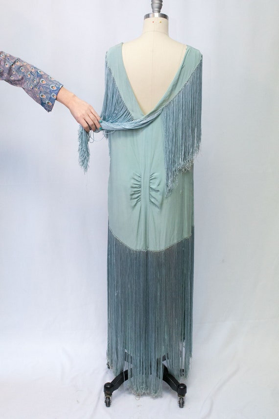 Antique 1920's Light Robins Egg Blue Silk Drop Wa… - image 5