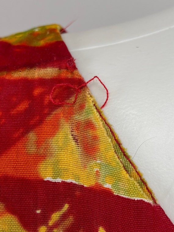 Alfred Shaheen Red Orange Lime Yellow Printed Cot… - image 9