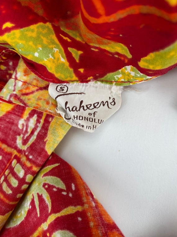 Alfred Shaheen Red Orange Lime Yellow Printed Cot… - image 10