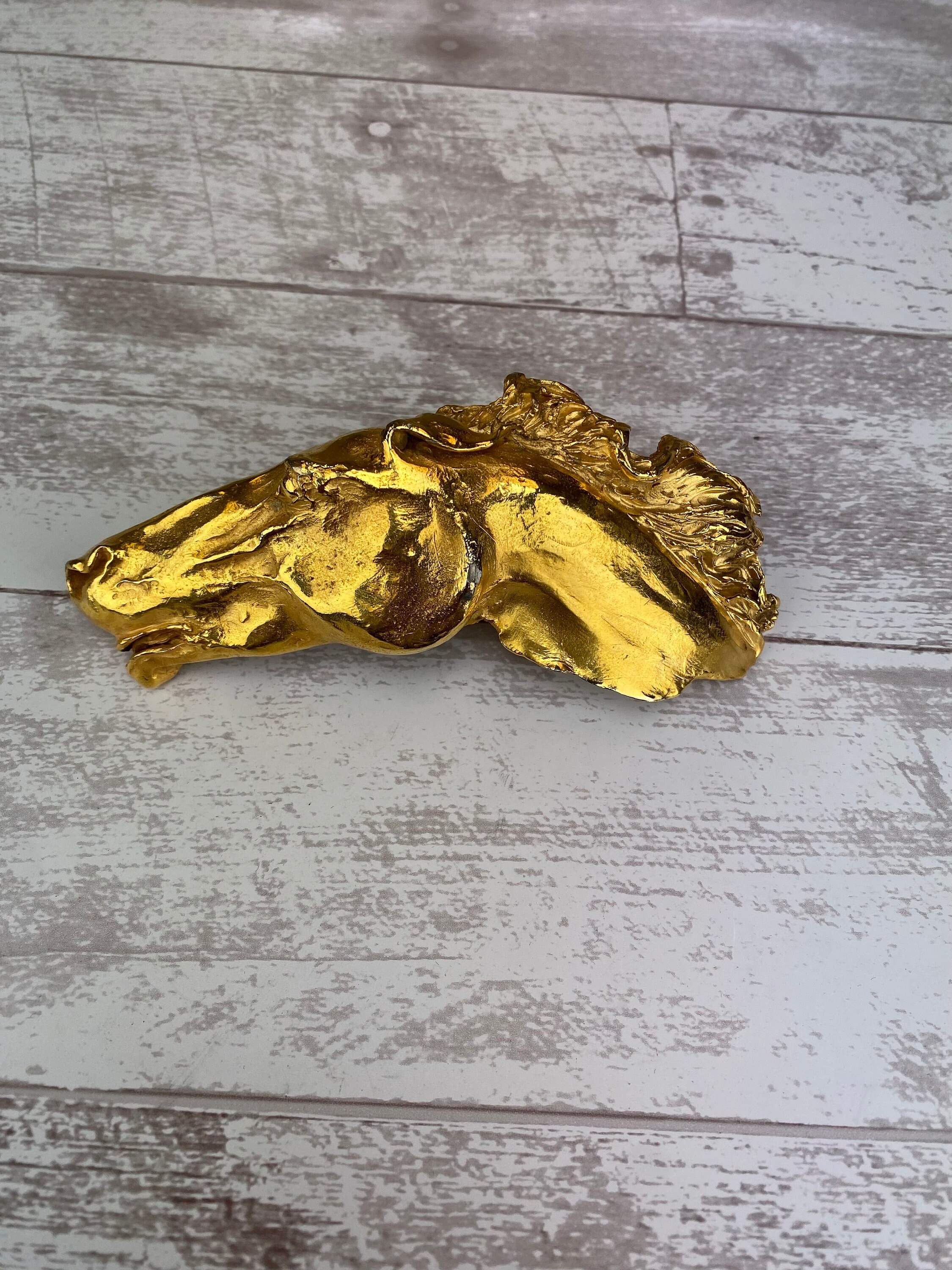 Vintage Christopher Ross Horse Head Belt Buckle ? Vintage Christopher Ross 1985 22k Golden Horse Head Buckle  main image 4