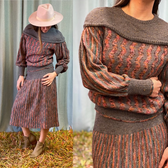 Vintage 1980s Lucey Harley Two Piece Knit Set with