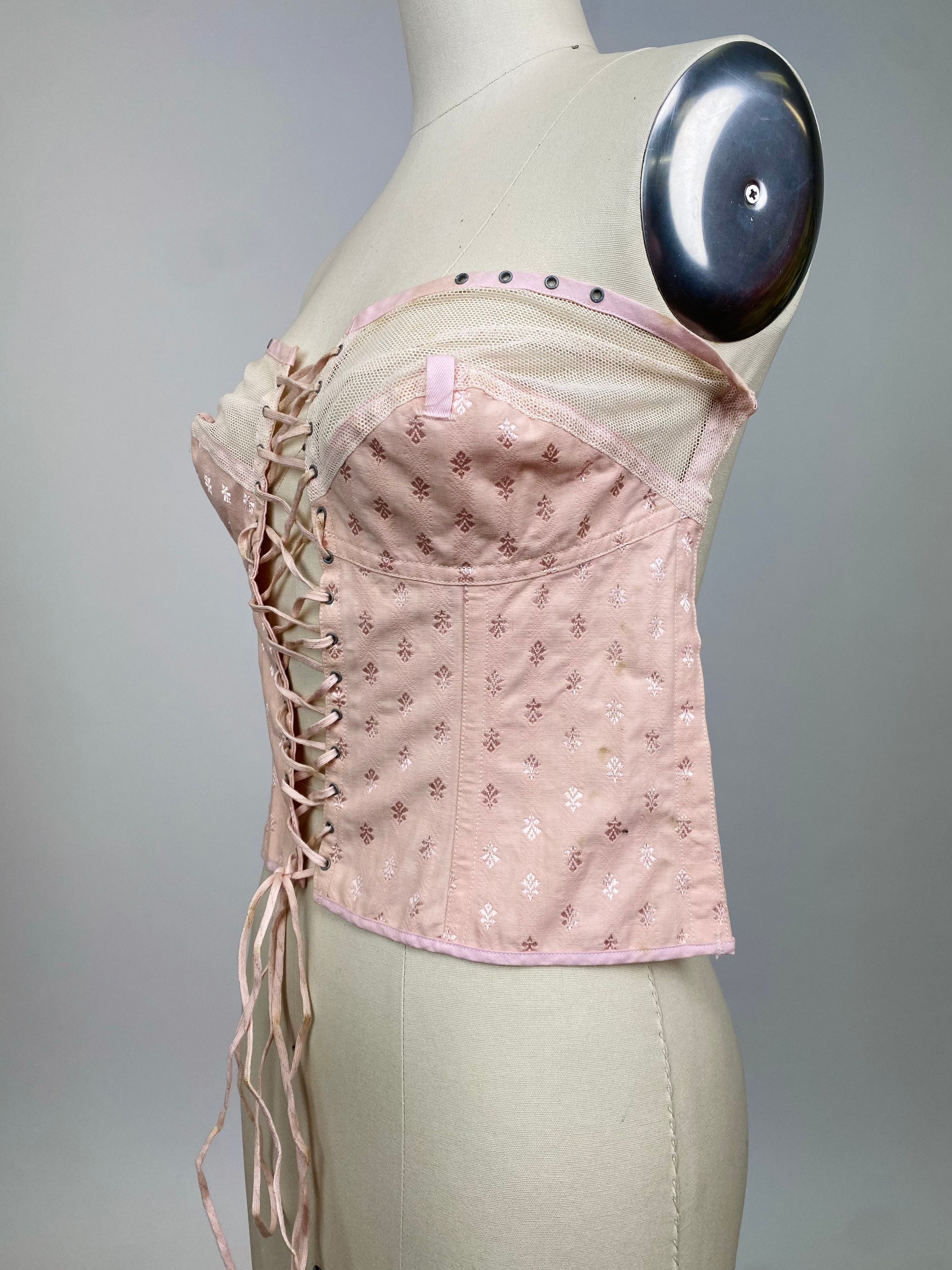 Rare Vintage Early 1900s Spirella Corset, Bustier, Lace up Undergarment  With Original Cover, Size Slender, Body Shaper, Pale Blush Pink -   Canada