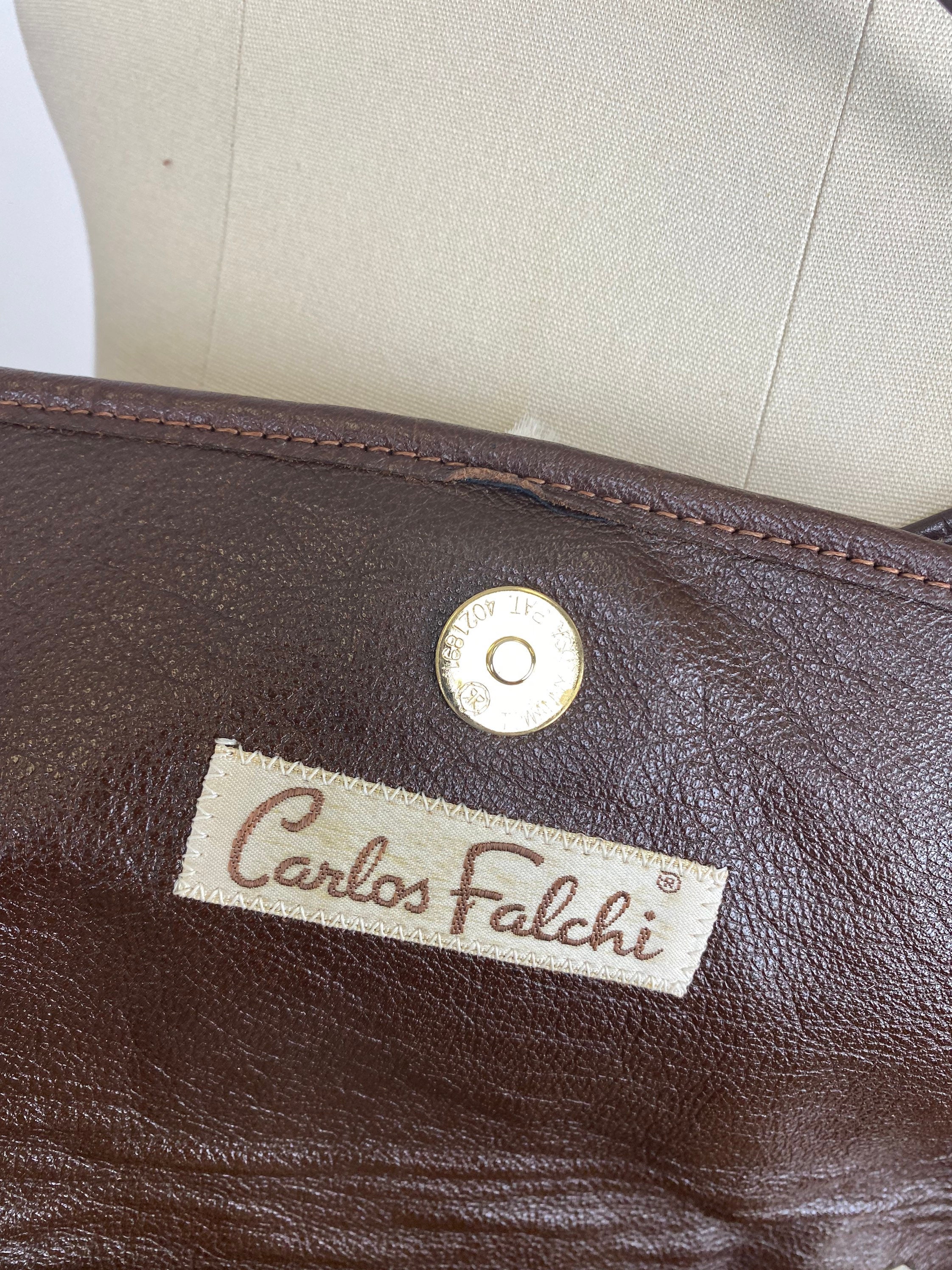 Carlos Falchi - Dark Taupe Pebbled Pouch Style Mini Crossbody