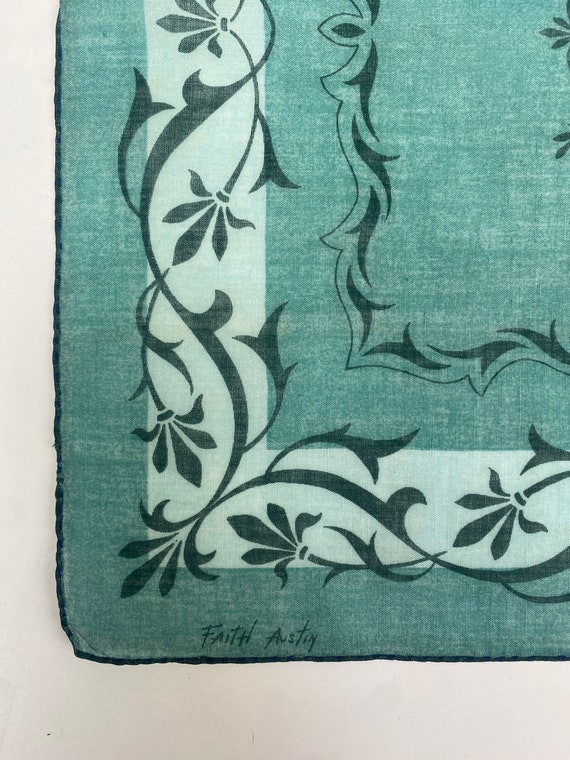 Vintage Mint Green Linen Floral Faith Austin nove… - image 3