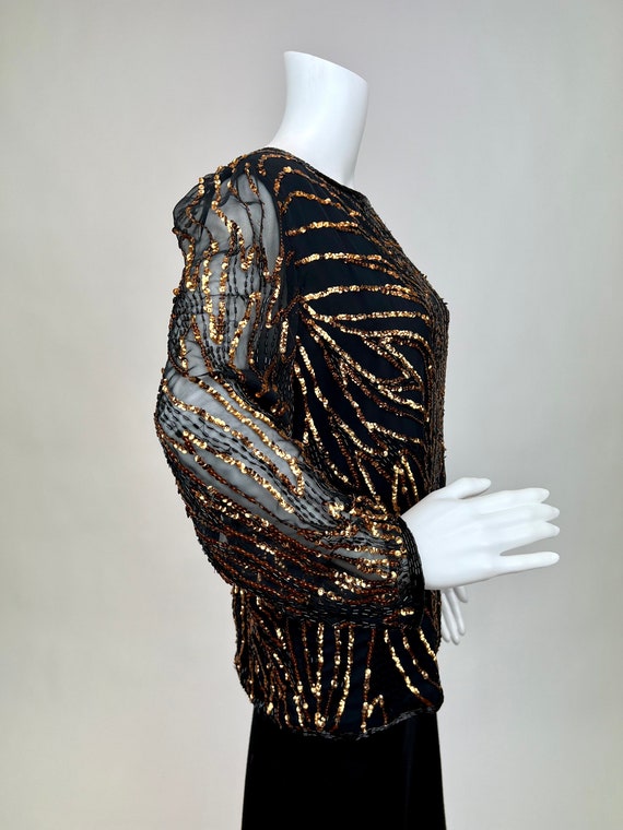 Vintage 1980s does 1920S Beaded and Sequins Long … - image 4