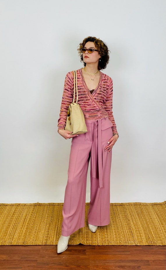 Rare Valentino Authentic Designer Pink Y2K Pants W Tie Pockets Low Waist Dress Pants Etsy