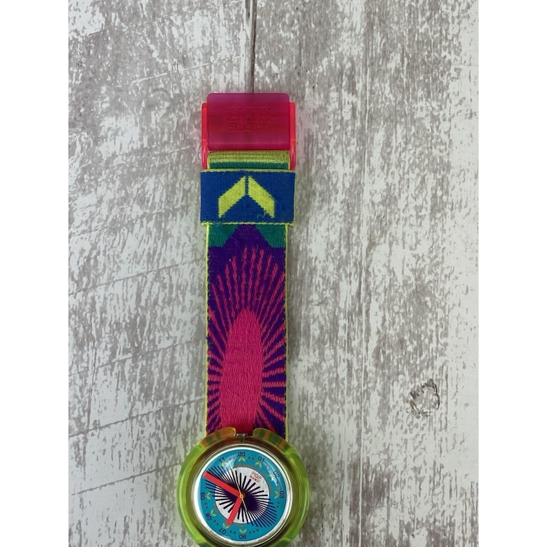 Vintage 1990s Pop Swatch Watch Neon PWK175 Waterskiing wrist watch as is image 14