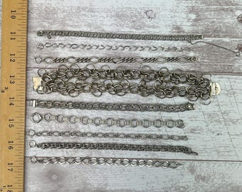 Pulsera vintage de plata de ley 925 con dijes, pulseras de eslabones unisex, regalo para ellos, base para pulsera de dijes
