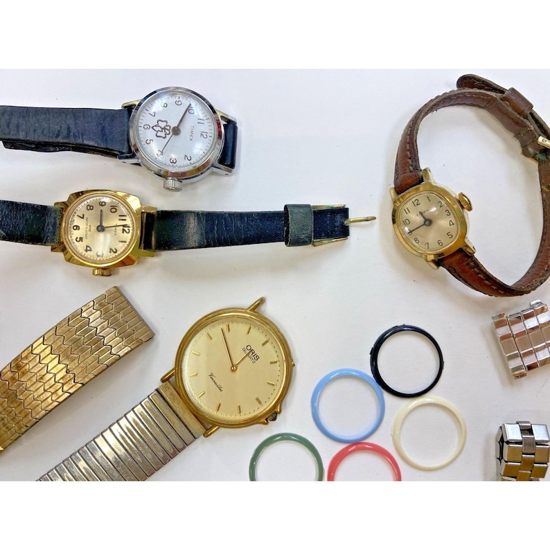 Vintage ladies wrist watch lot for parts repair TIMEX Oris Citizen AS IS image 3