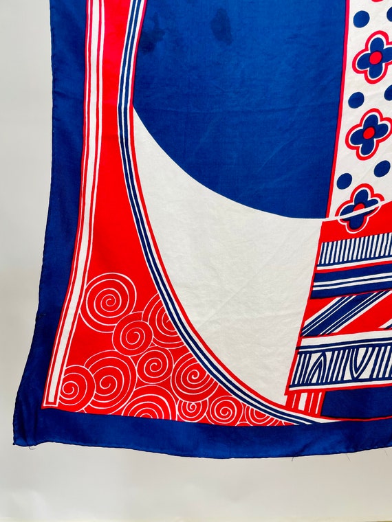 Vintage Sant' Angelo Silk Red White and Blue Abst… - image 2