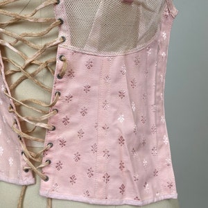 Rare Vintage early 1900s Spirella Corset front, bustier, lace up undergarment, body shaper, pale blush pink image 4