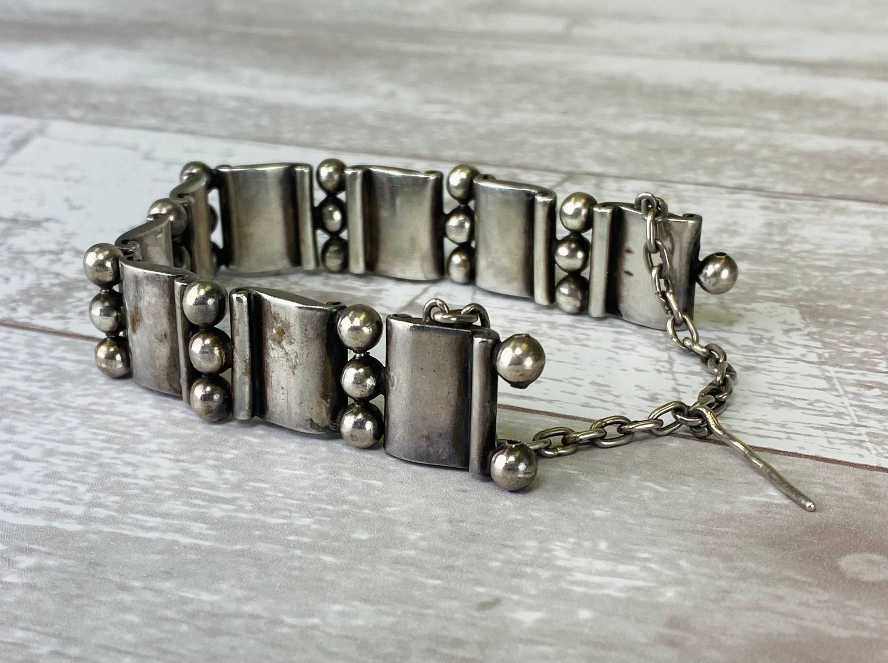 Vintage 1960s Hector Aguilar Mexico Solid Sterling Silver Bracelet