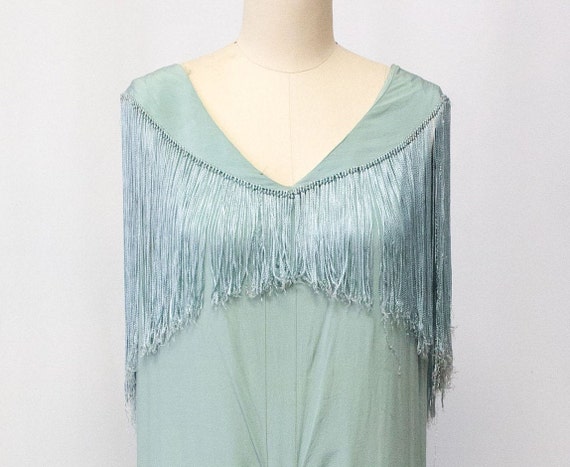 Antique 1920's Light Robins Egg Blue Silk Drop Wa… - image 8