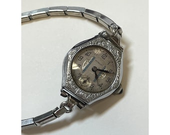Montre vintage Art Déco Whitever Diel plaquée or laminé, cadran suisse « Robert », en l'état