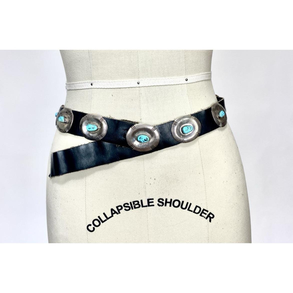 Vintage leather sterling turquoise concho belt - Etsy 日本