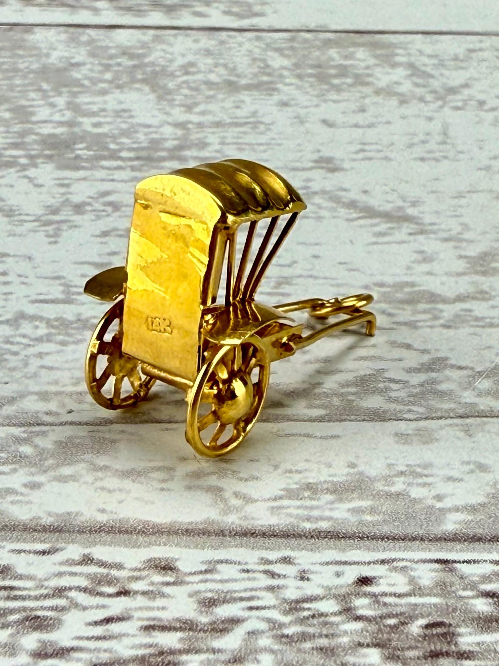 Vintage 14k Yellow Gold Rickshaw Cart Charm or Pendant 585 2.62g A - Etsy
