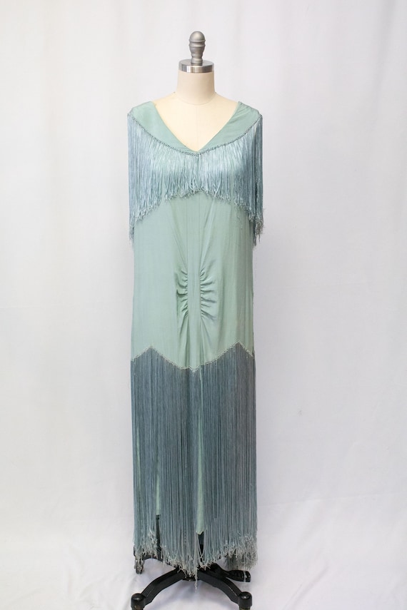 Antique 1920's Light Robins Egg Blue Silk Drop Wa… - image 2