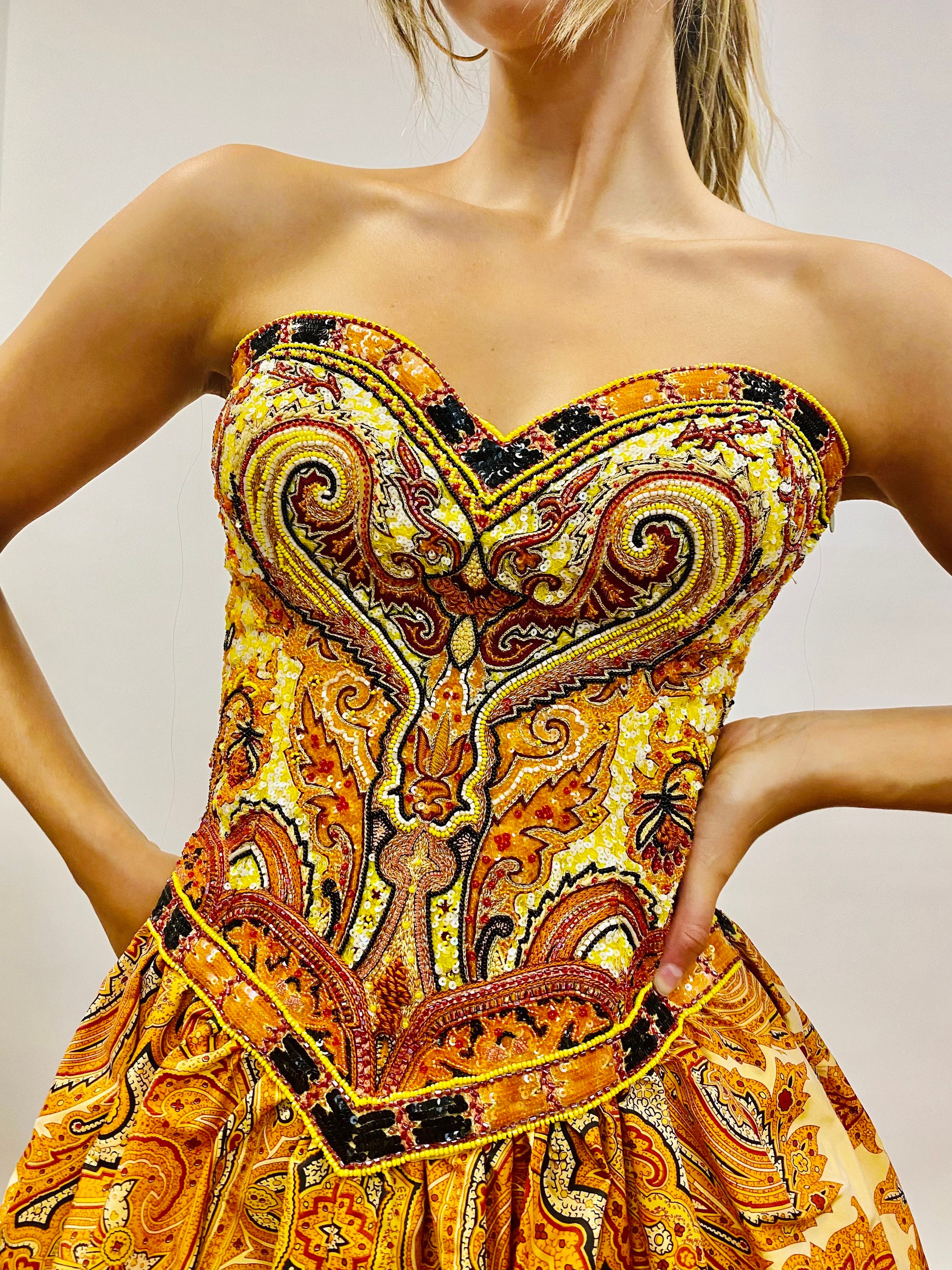 RARE Vintage 1980s Escada Couture Orange Black and Yellow RARE Vintage 1980s Escada Couture Orange Black and Yellow