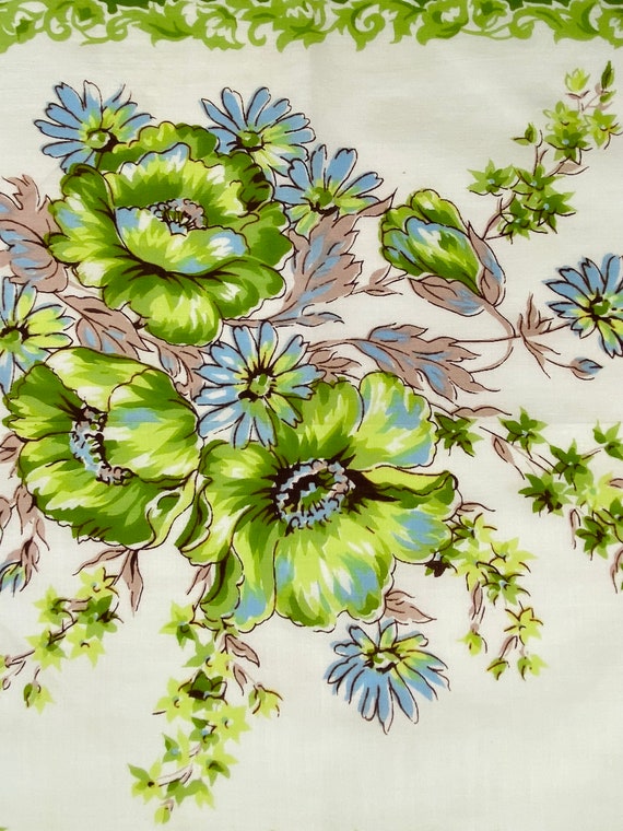 Lime Green Poppy and Daisy Floral Cotton Hanky Ha… - image 3