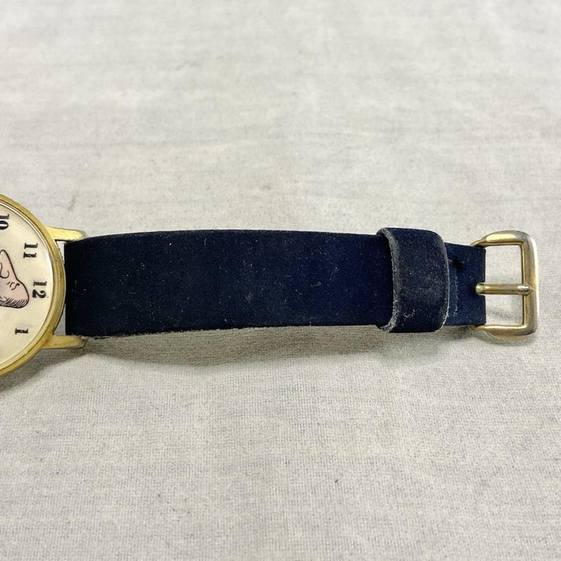 Reloj de pulsera Sheffield Spiro Agnew vintage de 1970, movimiento mecánico, correa azul oscuro. imagen 11