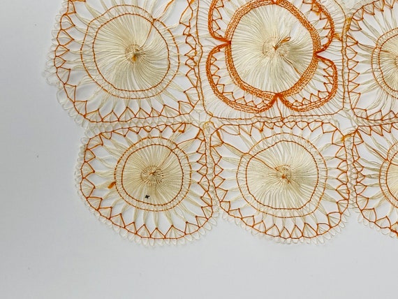 Special Vintage rare silk and thread lace orange,… - image 2