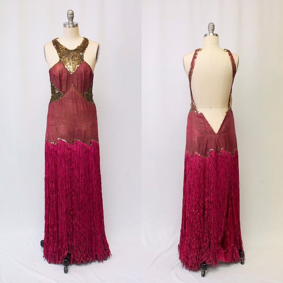 Antique 1920's Magenta Pink Silk Drop Waist Flapp… - image 1