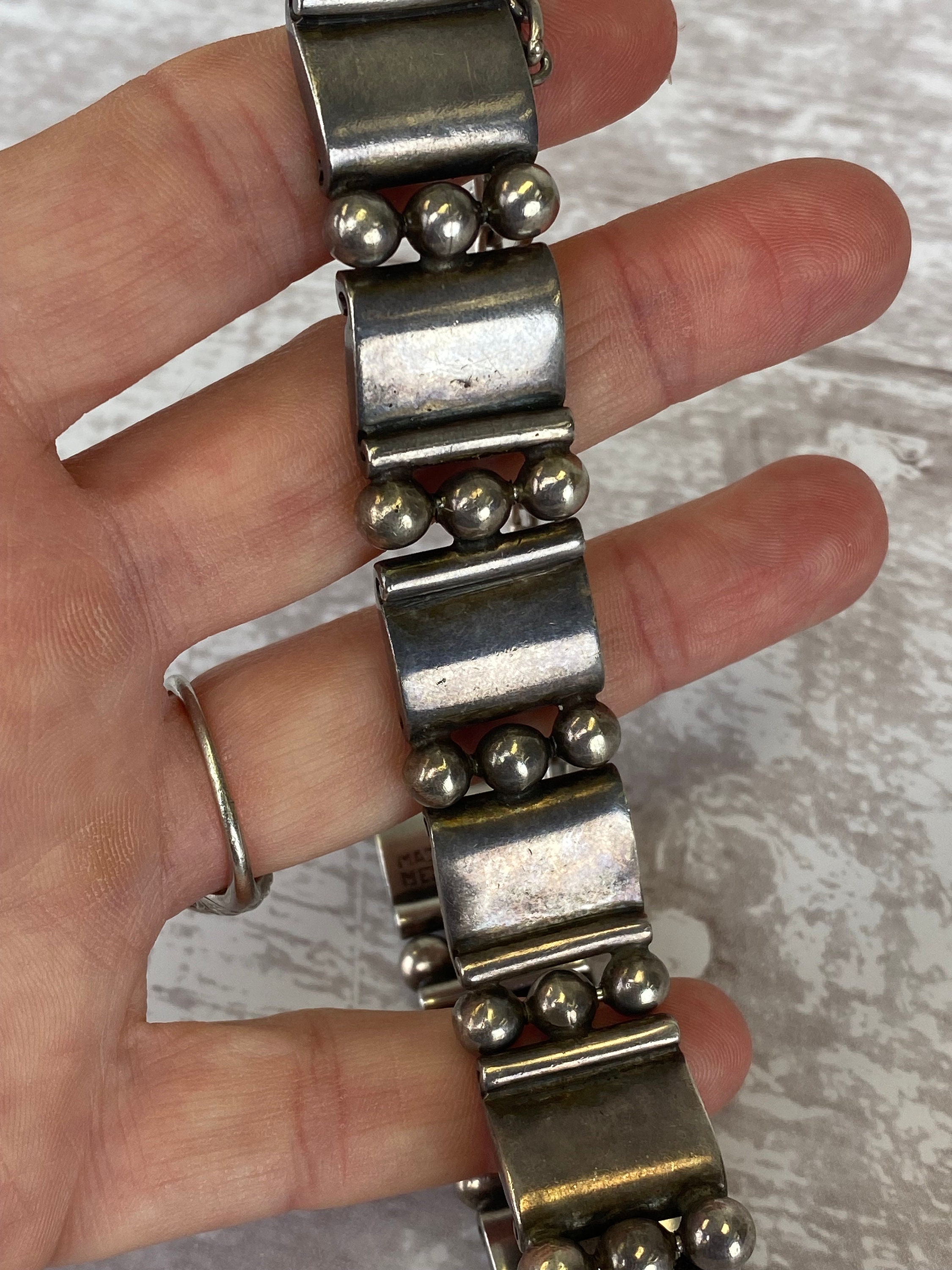 Vintage 1960s Hector Aguilar Mexico Solid Sterling Silver Bracelet Vintage 1960s Hector Aguilar Mexico Solid Sterling Silver Bracelet