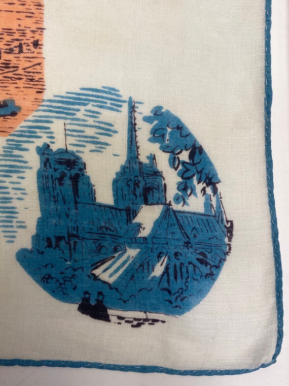 Vintage Linen Paris France Kimball novelty hankie… - image 7