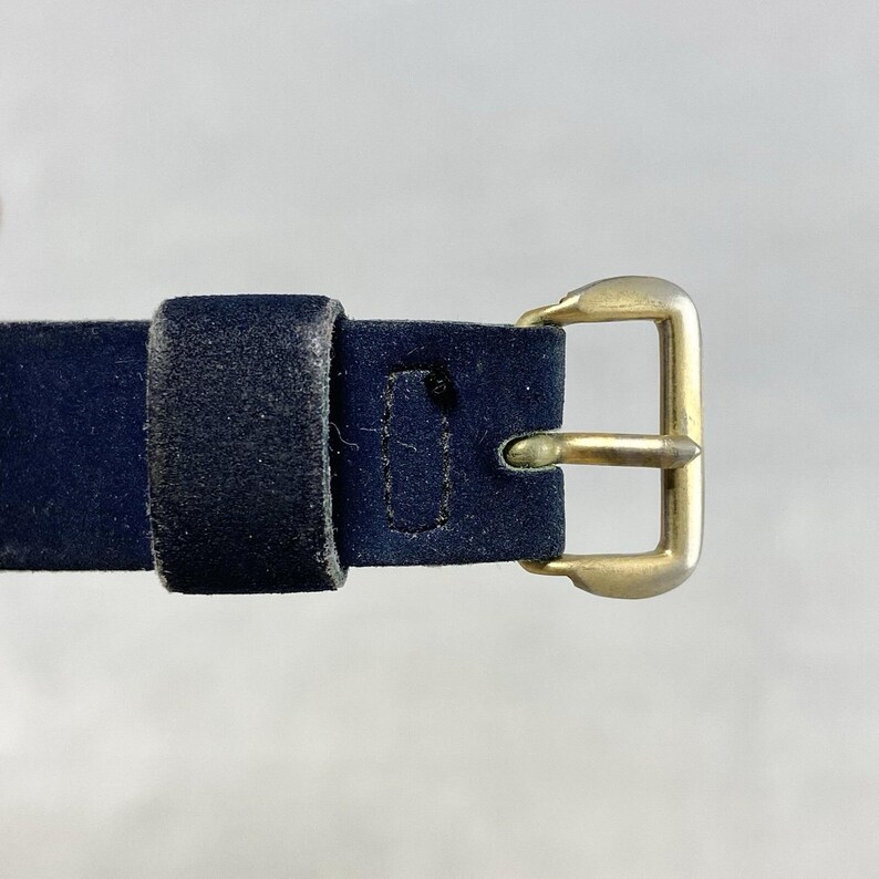 Reloj de pulsera Sheffield Spiro Agnew vintage de 1970, movimiento mecánico, correa azul oscuro. imagen 12