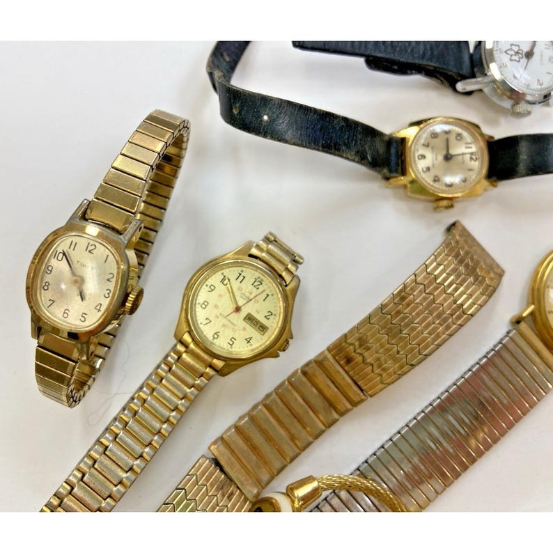 Vintage ladies wrist watch lot for parts repair TIMEX Oris Citizen AS IS image 2