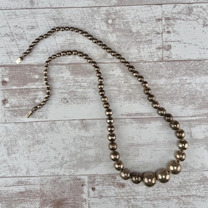 Vintage Taxco Sterling Silver 925 Graduated Bench Bead Necklace TR-57 AS IS 36&quot;