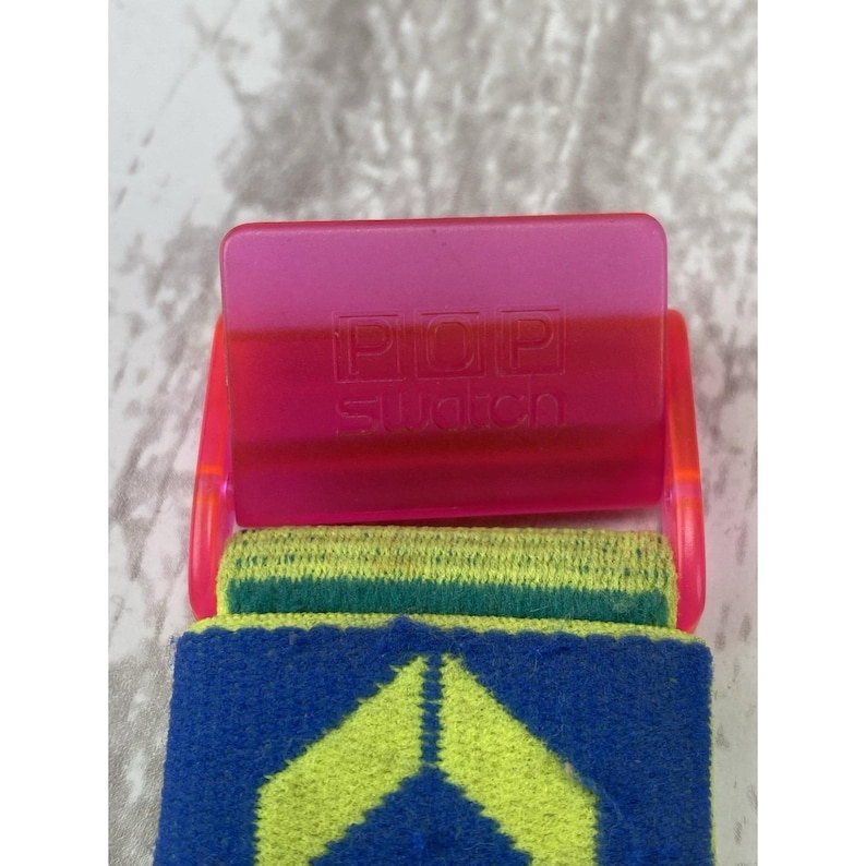 Vintage 1990s Pop Swatch Watch Neon PWK175 Waterskiing wrist watch as is image 7