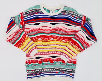Vintage 1980s Authentic Coogi Designer Sweater Multicolored Knit