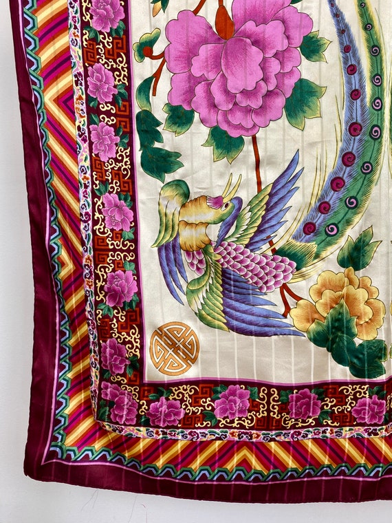 Vintage Designer Scarf Echo Silk Tropical Floral … - image 3