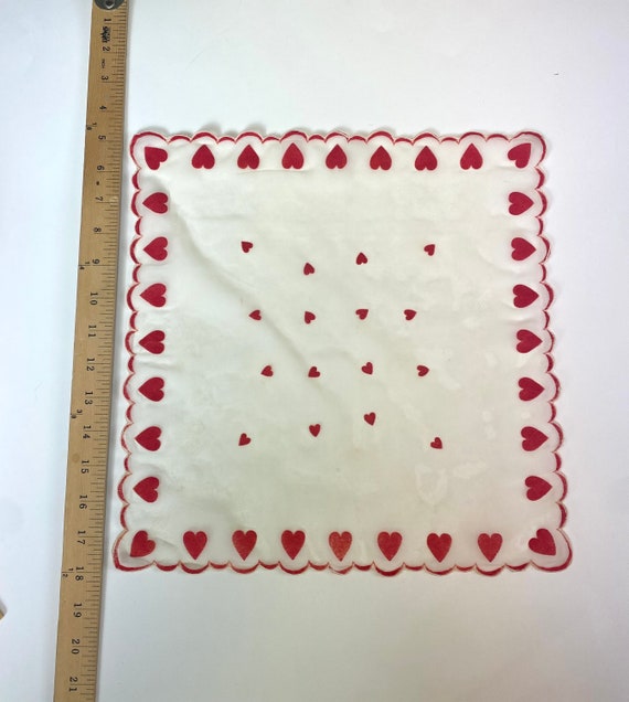 Vintage Valentine's Day Silk novelty hankie Handk… - image 1