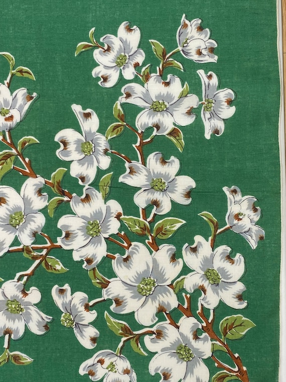 Vintage 1950s Dogwood Flower novelty Print hankie… - image 5