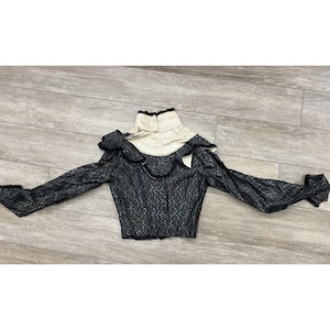 Antique Victorian Black Silk Jacquard Bodice Stripes and Bubble Pattern AS IS