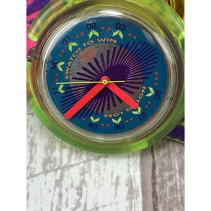 Vintage 1990s Pop Swatch Watch Neon PWK175 Waterskiing wrist watch as is image 11