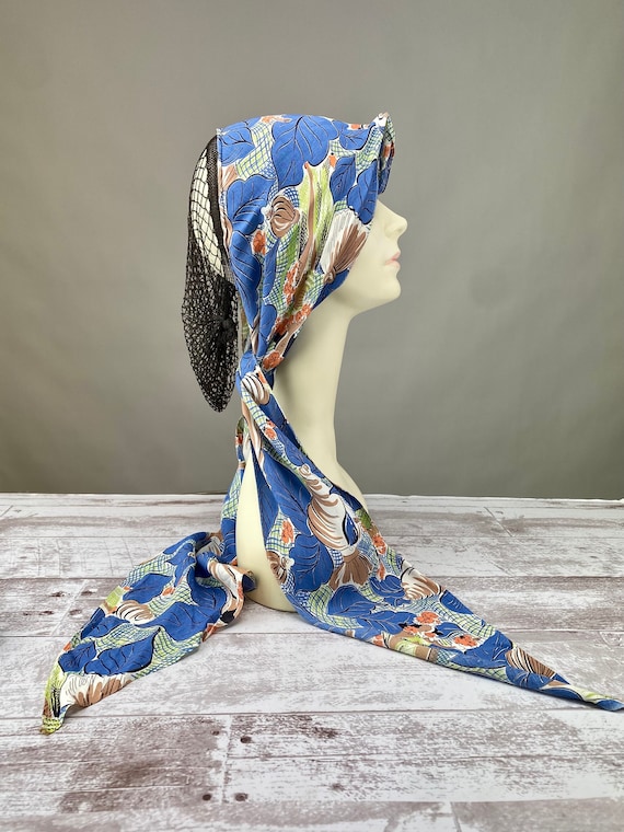 Vintage 1920s Silk Head Scarf with Hair Snood Nove