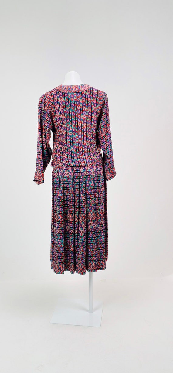 Vintage ODLR Oscar de la Rents silk bright geomet… - image 2