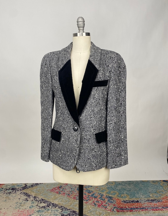 Vintage 1980s Escada by SRB Grey White Black Wool 