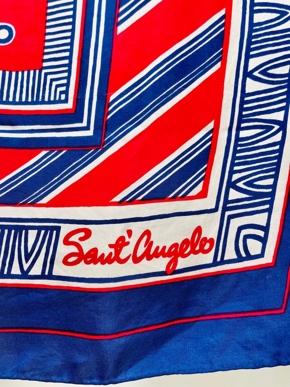 Vintage Sant' Angelo Silk Red White and Blue Abst… - image 6