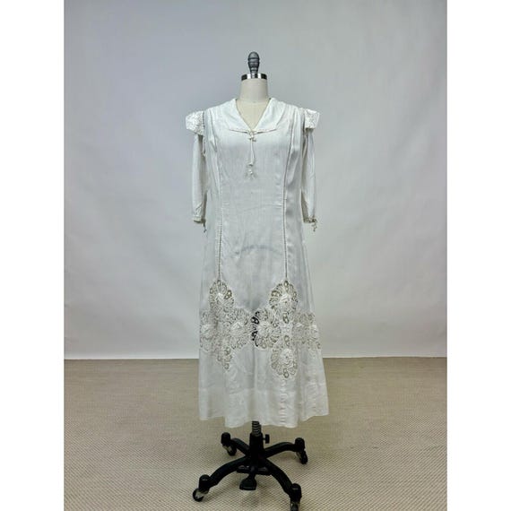 1900s Edwardian Crochet Cutwork Dress