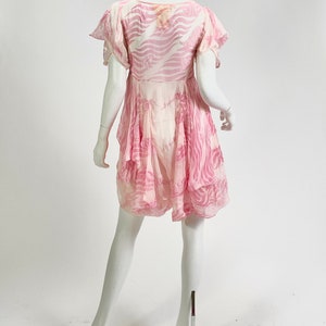 Vintage Designer Zandra Rhodes London silk painted flowing bubble hem mini dress with empire waist image 6