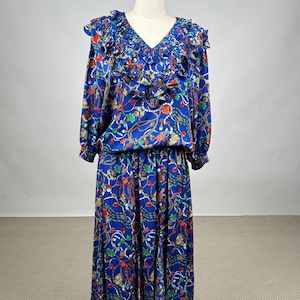 Vintage 1980s Designer Mayeelook Polyester Set with Fun Jewelry Print | Diane Freis Style | Power Suit | Retro Style